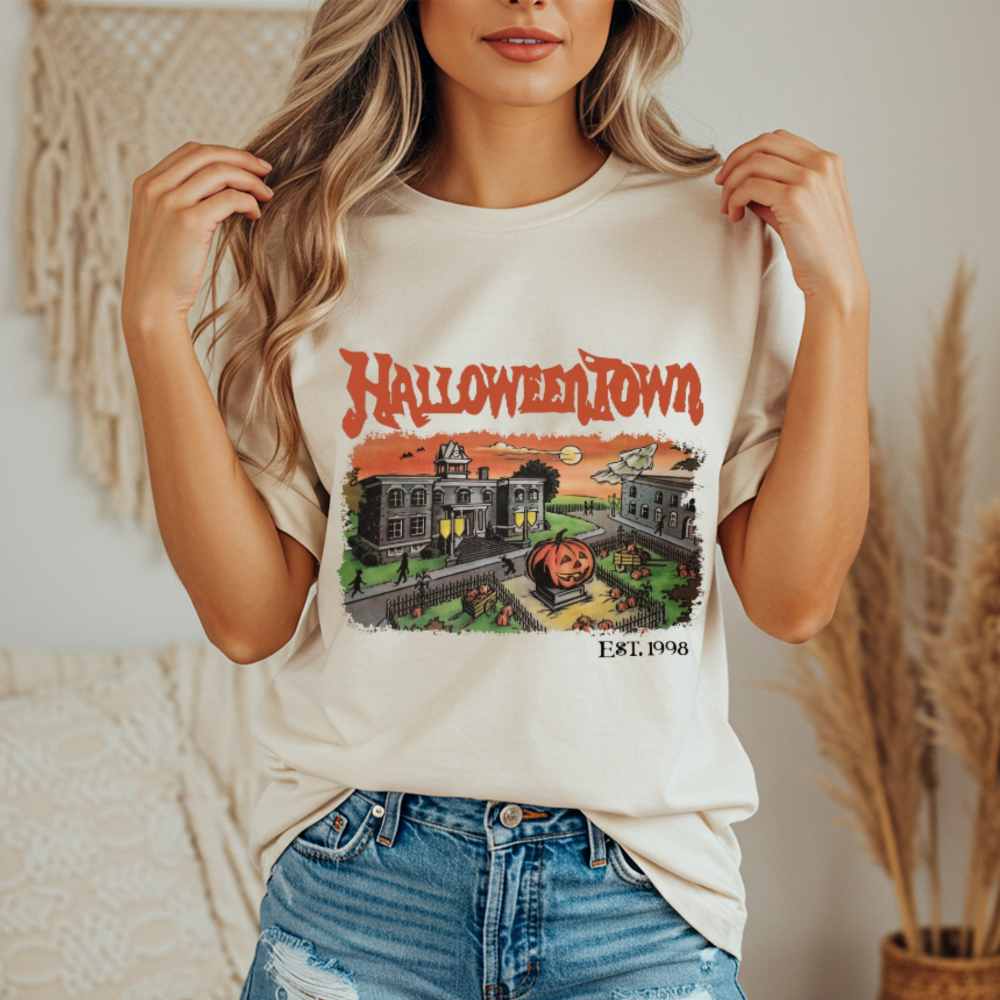 Retro Halloween Town T-Shirt, Spooky Tee, Fall Apparel, Halloween Gift, Casual Wear, Movie Merch
