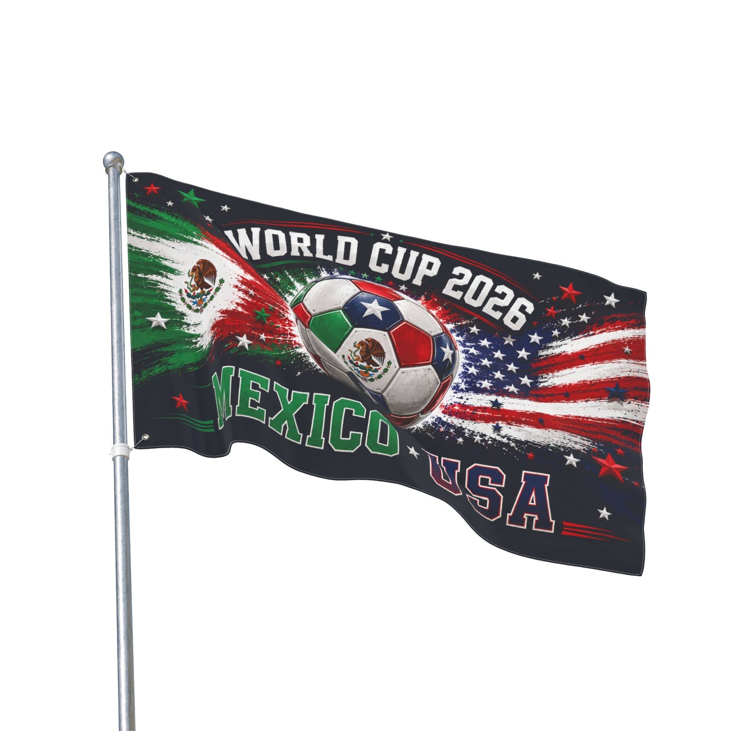 World Cup 2026 Mexico USA Double-Sided Soccer Flag