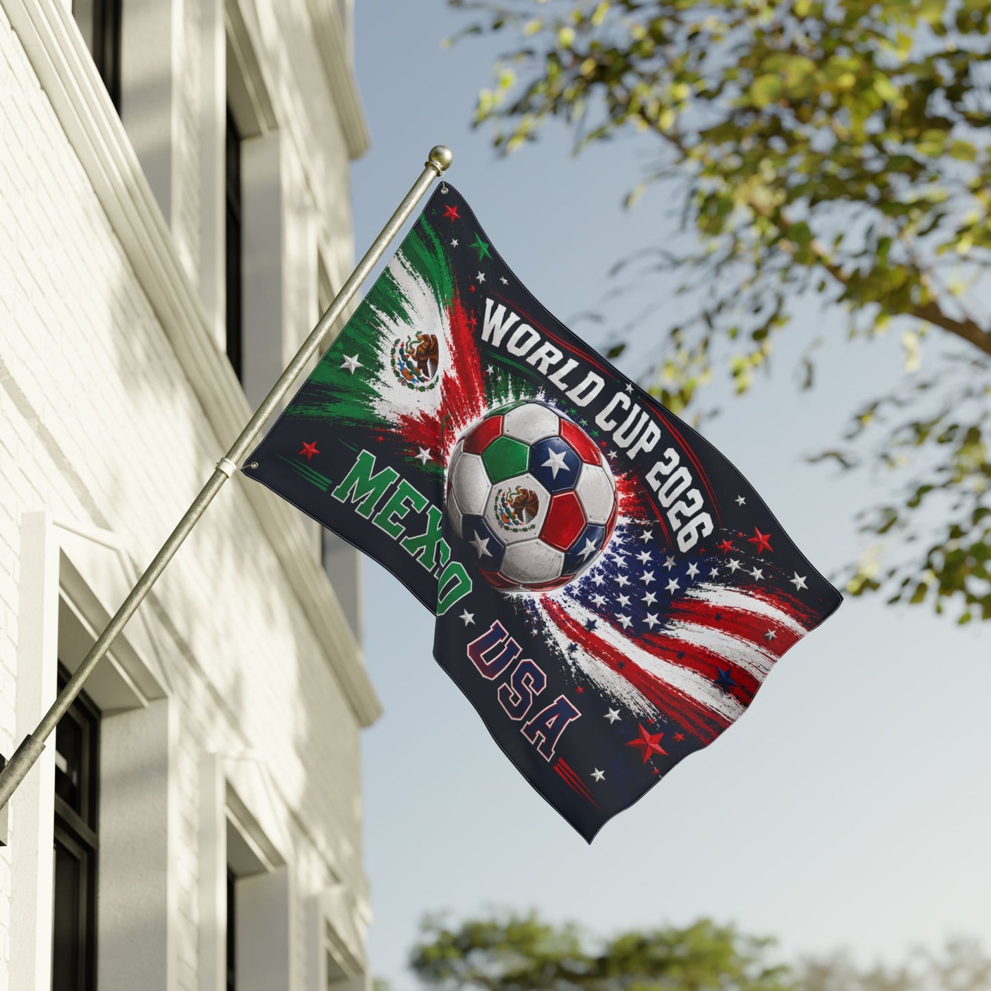 World Cup 2026 Mexico USA Double-Sided Soccer Flag