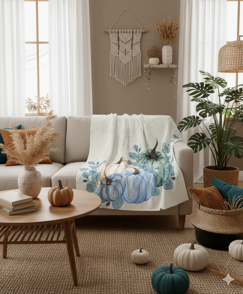 Pumpkin Patch Velveteen Plush Blanket - Cozy Fall Decor, Halloween Gifts, Soft Throw for Home, Autumn Vibes, Snuggle Up Blanket