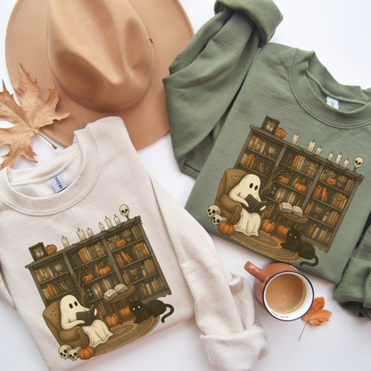 Ghost Library Halloween Fall Sweatshirt