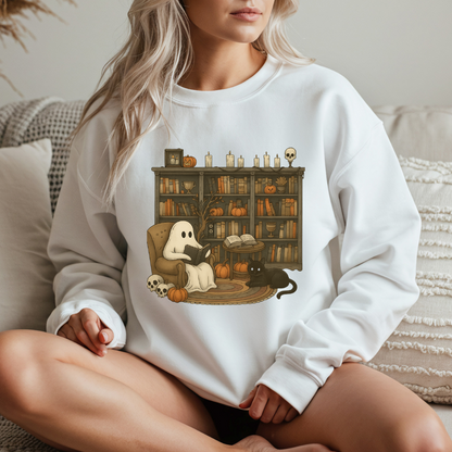 Ghost Library Halloween Fall Sweatshirt