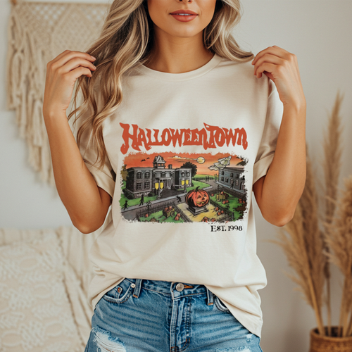 Retro Halloween Town T-Shirt, Spooky Tee, Fall Apparel, Halloween Gift, Casual Wear, Movie Merch