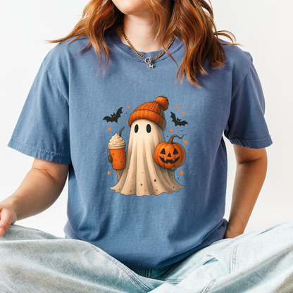 CC1717 Comfort Colors Pumpkin Spice Cute Ghost Halloween Fall T-Shirt