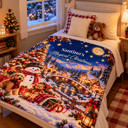Personalized Magical Christmas Blanket – Custom Name 50" × 60" Plush Throw