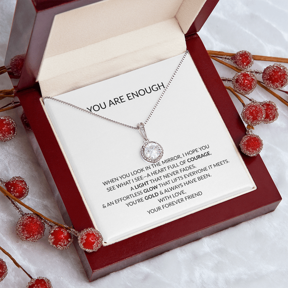 You Are Enough Gift Necklace - Inspirational Message from Best Friend, Mother, Daughter, Sister