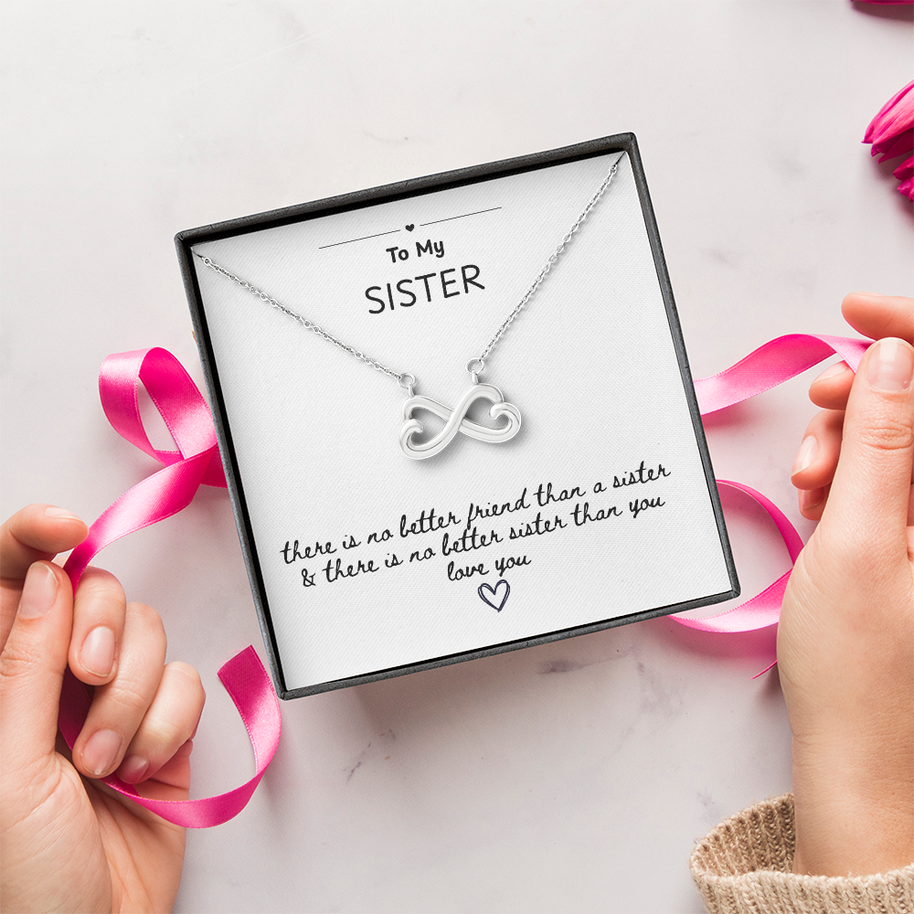 To My Sister Infinite Heart Necklace Gift