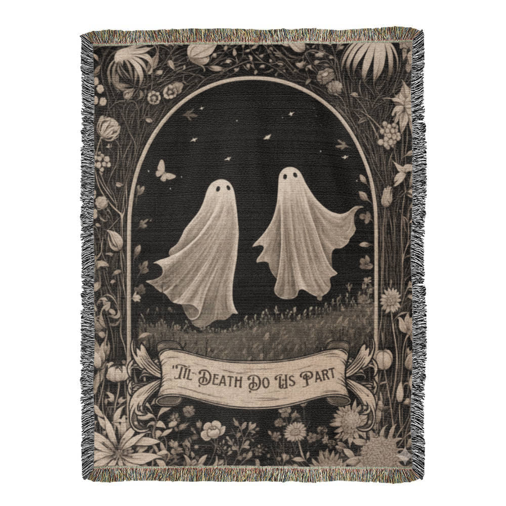 “Til Death Do Us Part” Vintage Gothic Halloween Woven Blanket