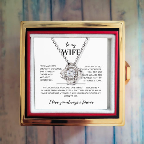 To My Wife - Fate Love Knot Necklace with Rotating Rose Gift Box
