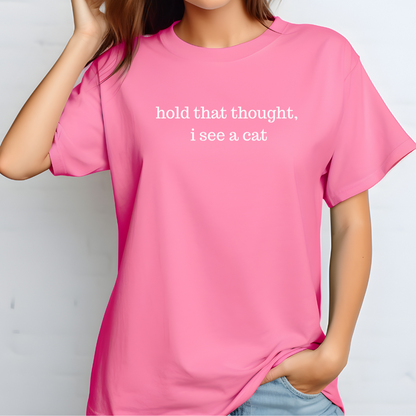 CC1717 Hold That Thought Cat T-shirt Heavyweight Garment-Dyed T-Shirt